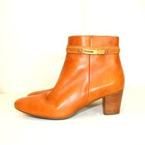 Women's Ecco Pleven Heeled Leather Booties Boots Women's Sz 39 Side Zip